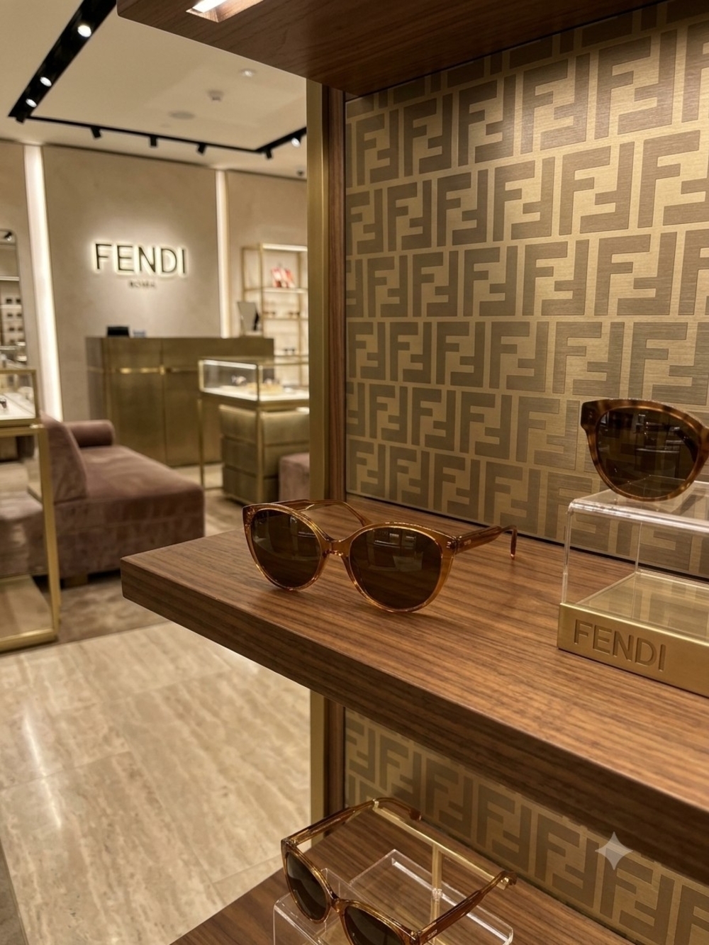 Fendi Brown Transparent Cat-Eye Sunglasses